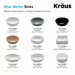 KRAUS Viva 13 In. Round Porcelain Ceramic Vessel Sink In White -Bath and Faucet shop 9b6aaf23684587654ee6da64a54bf390 1800x1800