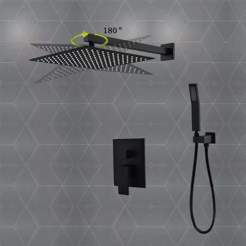 In Stock Hardwarestore Delivery 1-Spray Square High Pressure Wall Bar Shower Kit Bathroom Shower System With Hand Shower In Black 10 In Stock Hardwarestore Delivery 1-Spray Square High Pressure Wall Bar Shower Kit Bathroom Shower System With Hand Shower In Black - Image 8