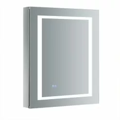 In Stock Hardwarestore Delivery Spazio 24 In. W X 30 In. H Recessed Or Surface Mount Medicine Cabinet With LED Lighting, Mirror Defogger And Right Hinge