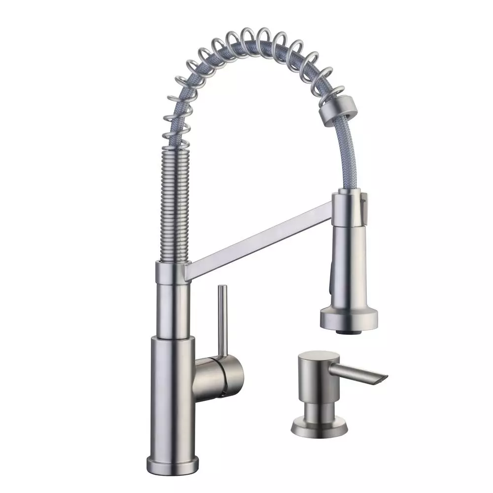 In Stock Hardwarestore Delivery Gage Single-Handle Spring Neck Pull-Down Kitchen Faucet With TurboSpray, FastMount, Soap Dispenser In Stainless Steel 4 In Stock Hardwarestore Delivery Gage Single-Handle Spring Neck Pull-Down Kitchen Faucet With TurboSpray, FastMount, Soap Dispenser In Stainless Steel - Image 2