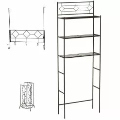 Zenna Home® Diamond Pearl 23"W X 9"D X 65"H Oil-Rubbed Bronze 3-Piece Over-the Toilet Storage Shelves Set