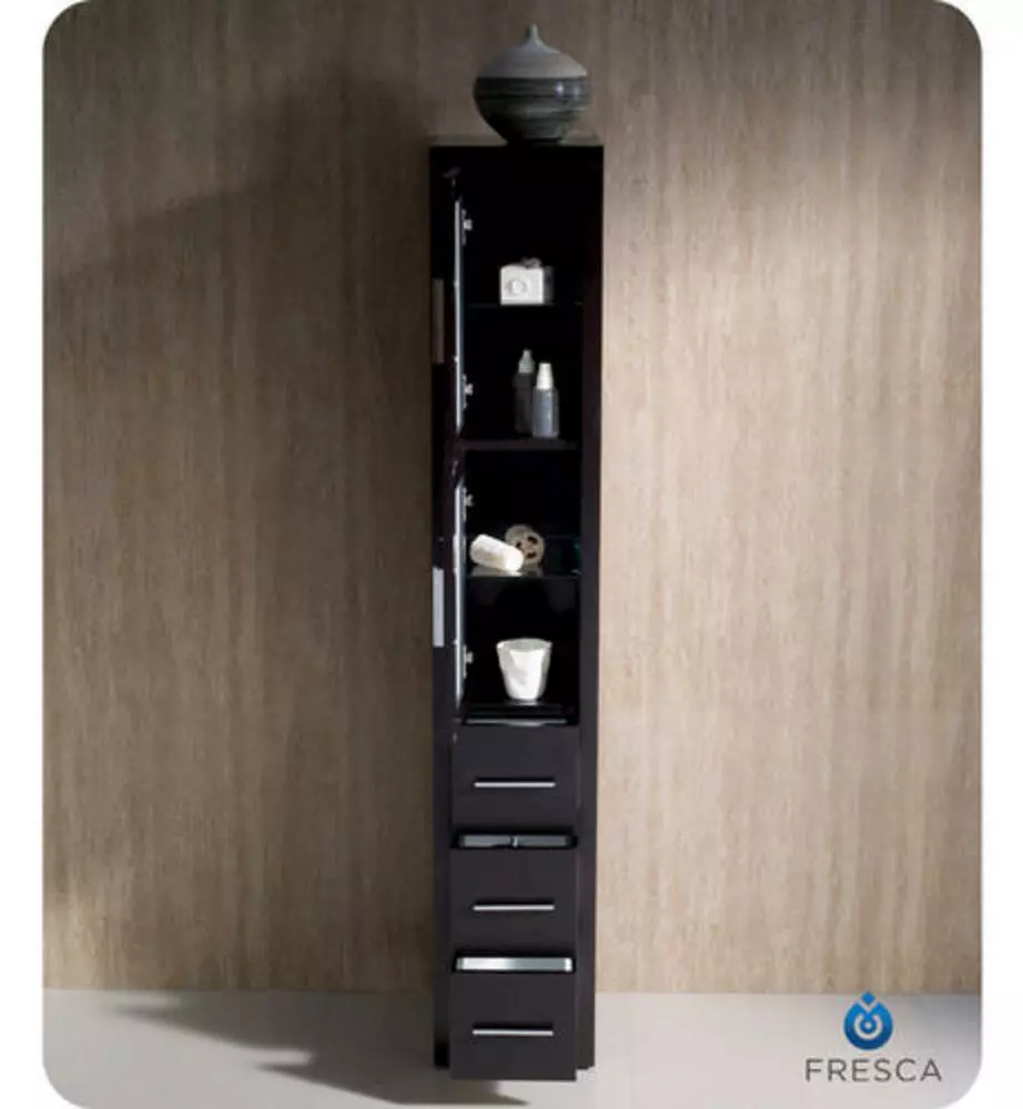 Fresca Torino 12"W X 15"D X 68-1/8"H Espresso Linen Cabinet 6 Fresca Torino 12"W X 15"D X 68-1/8"H Espresso Linen Cabinet - Image 4