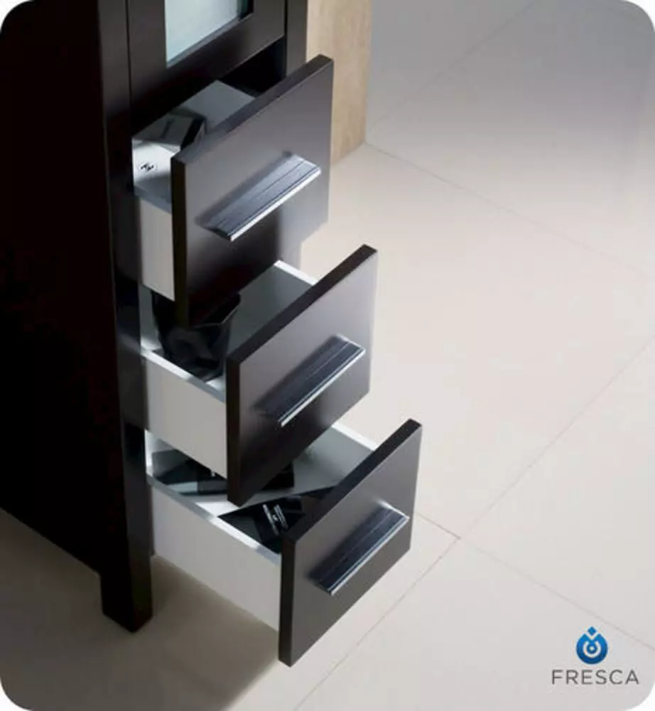 Fresca Torino 12"W X 15"D X 68-1/8"H Espresso Linen Cabinet 8 Fresca Torino 12"W X 15"D X 68-1/8"H Espresso Linen Cabinet - Image 6