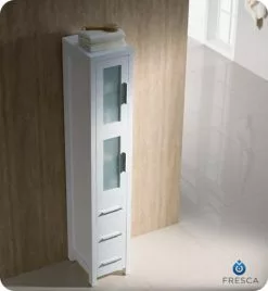 Fresca Torino 12"W X 15"D X 68-1/8"H White Linen Cabinet -Bath and Faucet shop FST6260WH 2 1800x1800