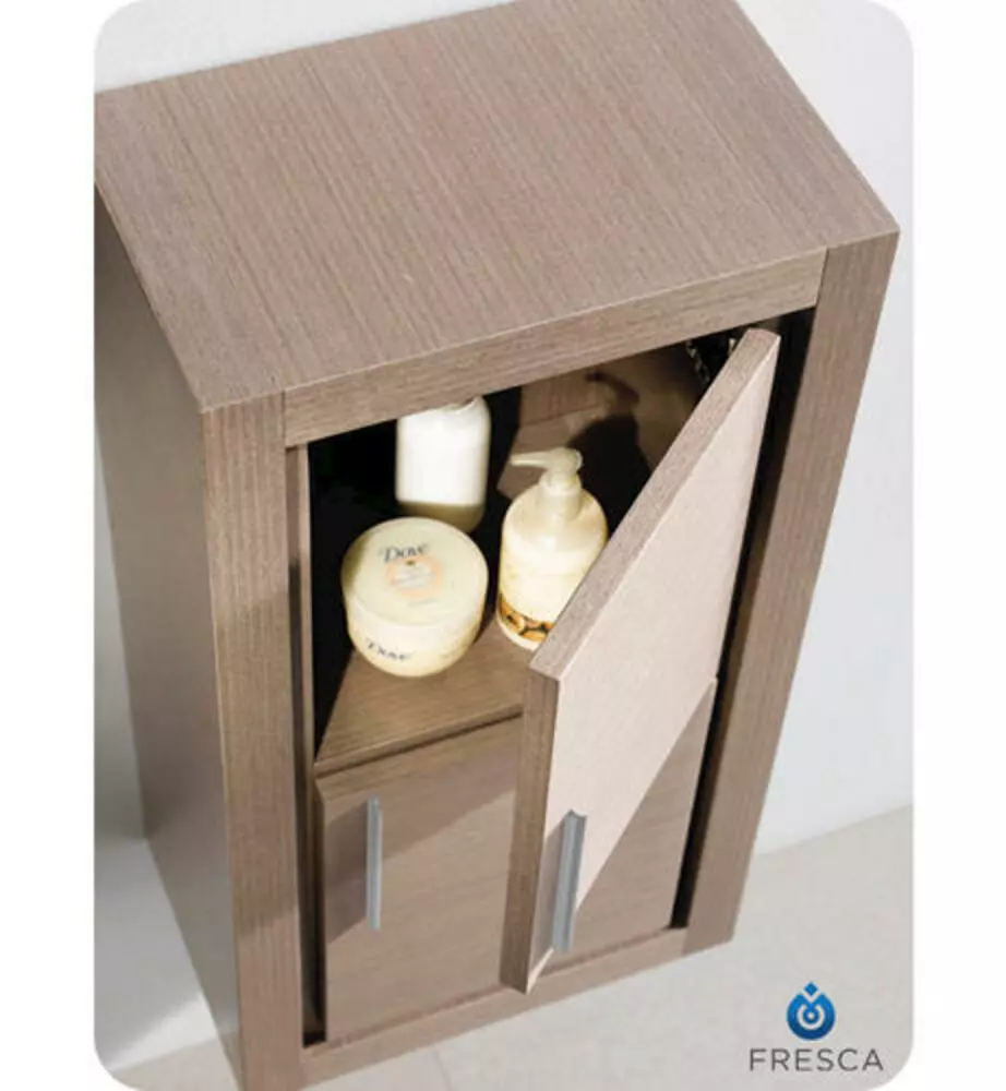 Fresca 16"W X 10"D X 30"H Gray Oak Linen Cabinet 4 Fresca 16"W X 10"D X 30"H Gray Oak Linen Cabinet - Image 2