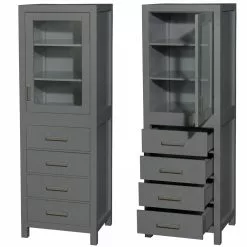 Wyndham Collection Sheffield 24"W X 20"D X 71"H Dark Gray Linen Cabinet -Bath and Faucet shop WC 1414 LT DKG CLOSEDANDOPEN ffe1cb75 4db6 4559 a450 e045fad5beea 1800x1800