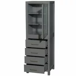 Wyndham Collection Sheffield 24"W X 20"D X 71"H Dark Gray Linen Cabinet -Bath and Faucet shop WC 1414 LT DKG OPEN 654a169e 8854 43a4 b222 c87b80e08c60 1800x1800