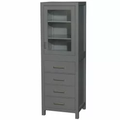 Wyndham Collection Sheffield 24"W X 20"D X 71"H Dark Gray Linen Cabinet