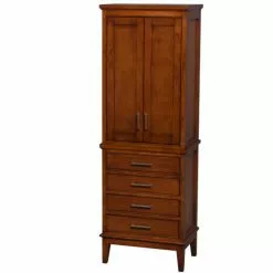 Wyndham Collection Hatton 24"W X 16"D X 71"H Light Chestnut Linen Cabinet