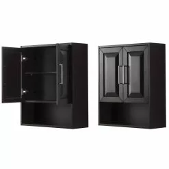 Wyndham Collection Daria 25"W X 9"D Dark Espresso Bathroom Wall Cabinet -Bath and Faucet shop WC 2525 WC DES CLOSEDANDOPEN 1800x1800