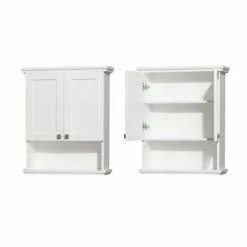 Wyndham Collection Acclaim 25"W X 9"D X 30"H White Bathroom Wall Cabinet -Bath and Faucet shop WCV8000WCWHCLOSEDANDOPEN 1800x1800