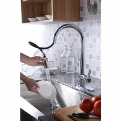 In Stock Hardwarestore Delivery Orbital Single-Handle Pull-Down Sprayer Kitchen Faucet In Polished Chrome -Bath and Faucet shop a0a480cbe78e5b125f93b880827dd90b 1800x1800