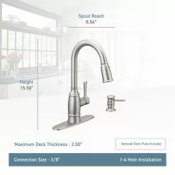 In Stock Hardwarestore Delivery Noell Single-Handle Pull-Down Sprayer Kitchen Faucet With Reflex, Soap Dispenser And Power Clean In Mediterranean Bronze -Bath and Faucet shop a0c7a6bcac1c6e66c489806204d9b796 1800x1800