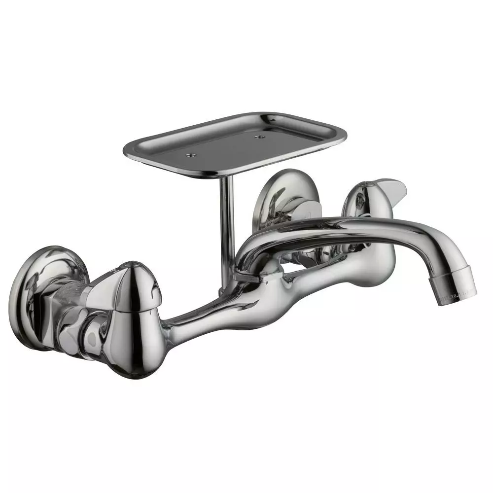 In Stock Hardwarestore Delivery 2-Handle Wall-Mount Kitchen Faucet With Soap Dish In Chrome 3 In Stock Hardwarestore Delivery 2-Handle Wall-Mount Kitchen Faucet With Soap Dish In Chrome