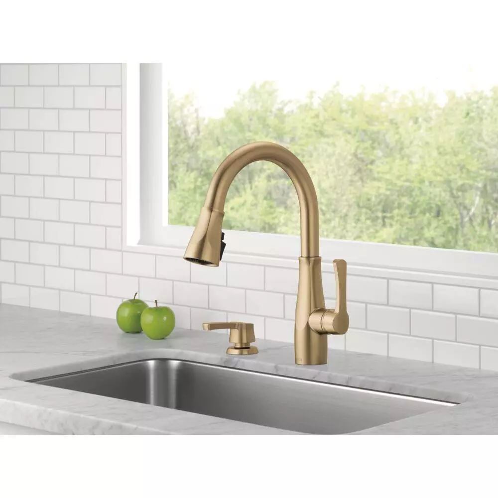 In Stock Hardwarestore Delivery Owendale Single-Handle Pull-Down Sprayer Kitchen Faucet With ShieldSpray Technology In Champagne Bronze 5 In Stock Hardwarestore Delivery Owendale Single-Handle Pull-Down Sprayer Kitchen Faucet With ShieldSpray Technology In Champagne Bronze - Image 3