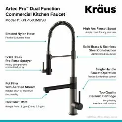 In Stock Hardwarestore Delivery Artec Pro Single-Handle Pull-Down Sprayer Kitchen Faucet With Pot Filler In Matte Black/Black Stainless Steel -Bath and Faucet shop a64b7d8626580bf45d08589aa699cefb 1800x1800