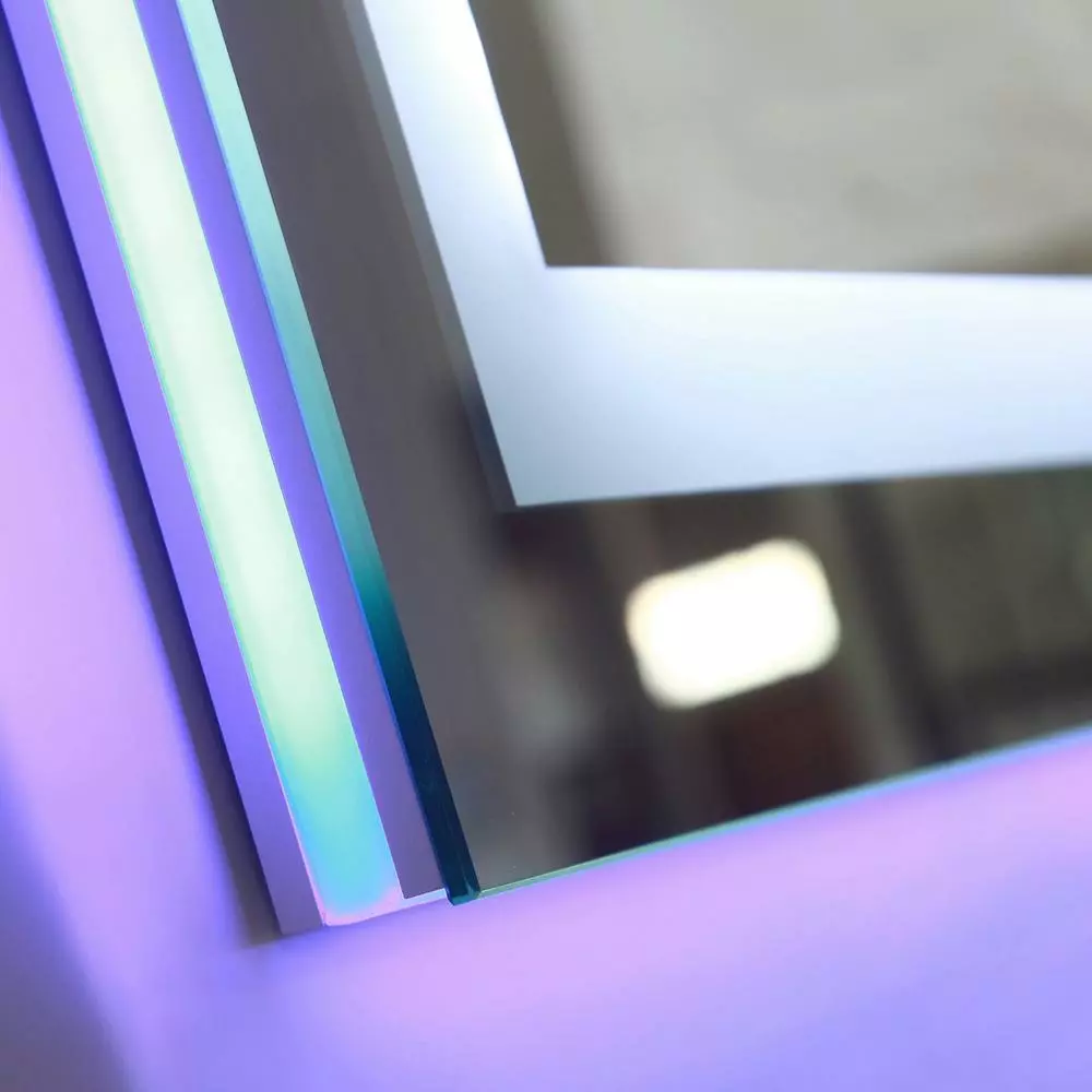 In Stock Hardwarestore Delivery 39.5 In X 28.5 In. White/Blue LED Lighted Mirror With Touch Sensor 4 In Stock Hardwarestore Delivery 39.5 In X 28.5 In. White/Blue LED Lighted Mirror With Touch Sensor - Image 2