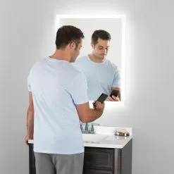 In Stock Hardwarestore Delivery 24 In. X 30 In. LED Wall Mirror With Bluetooth Speakers -Bath and Faucet shop a8388f9a83184bc5be3ccb1b870235a7 1800x1800