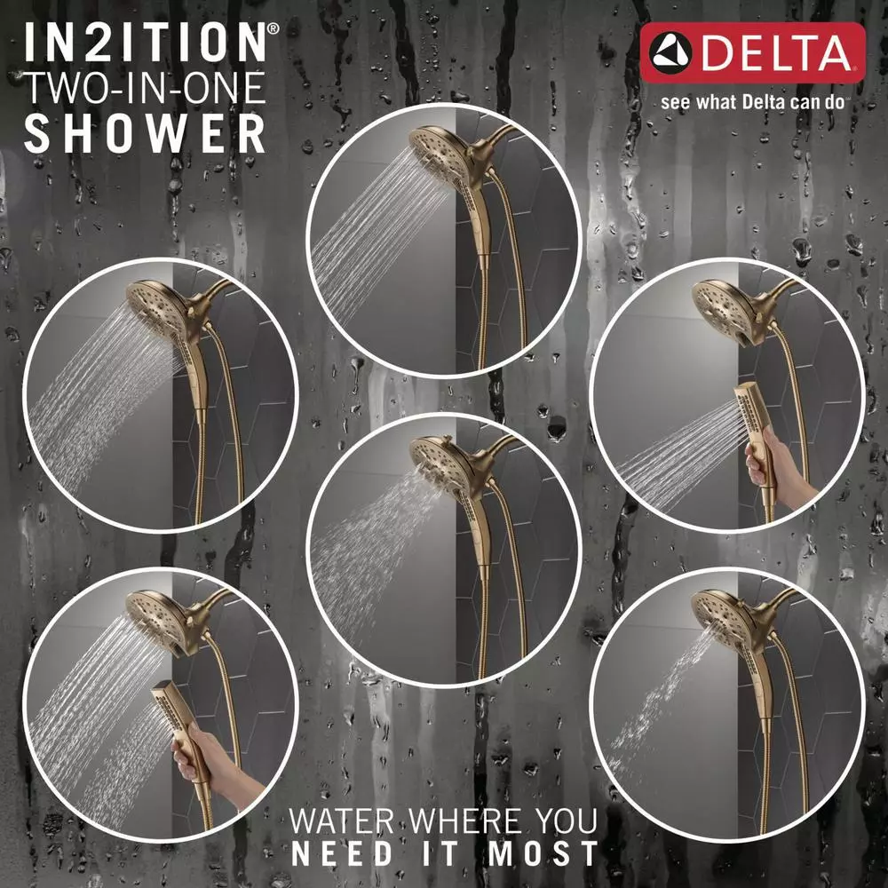 In Stock Hardwarestore Delivery In2ition 5-Spray 6.06 In. Wall Mount Dual Shower Heads With H2Okinetic Technology In Champagne Bronze 6 In Stock Hardwarestore Delivery In2ition 5-Spray 6.06 In. Wall Mount Dual Shower Heads With H2Okinetic Technology In Champagne Bronze - Image 4