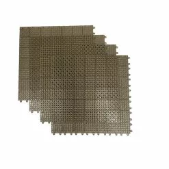 In Stock Hardwarestore Delivery Tan Regenerated 22 In. X 22 In. Polypropylene Interlocking Floor Mat System (Set Of 4 Tiles)