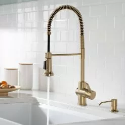 In Stock Hardwarestore Delivery Britt Single-Handle Spring Coil Kitchen Faucet In Spot Free Antique Champagne Bronze -Bath and Faucet shop aac58fbb236be36510f64278f6a7aab9 1800x1800