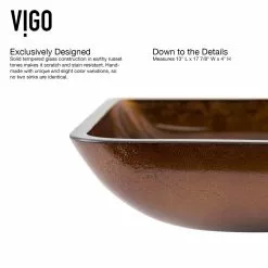 VIGO Russet Handmade Countertop Glass Rectangular Vessel Bathroom Sink In Red And Brown Fusion -Bath and Faucet shop ac2984ed0dd931d37d3e20e43c46ada8 1800x1800