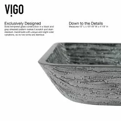 VIGO Titanium Handmade Glass Rectangle Vessel Bathroom Sink In Slate Grey 15 VIGO Titanium Handmade Glass Rectangle Vessel Bathroom Sink In Slate Grey -Bath and Faucet shop acfa0d5bcd35fde80aed66b9ce4e7ef8 1800x1800