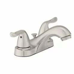 In Stock Hardwarestore Delivery Constructor 4 In. Centerset 2-Handle Low-Arc Bathroom Faucet In Brushed Nickel