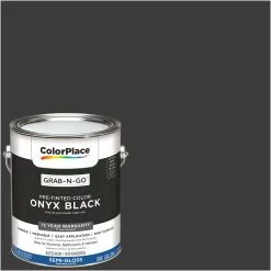 ColorPlace Pre Mixed Ready To Use, Interior Paint, Onyx Black,Semi-Gloss Finish, 1 Gallon