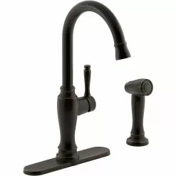 In Stock Hardwarestore Delivery Arsdale Single-Handle Standard Kitchen Faucet With Swing Spout And Sidespray In Oil-Rubbed Bronze