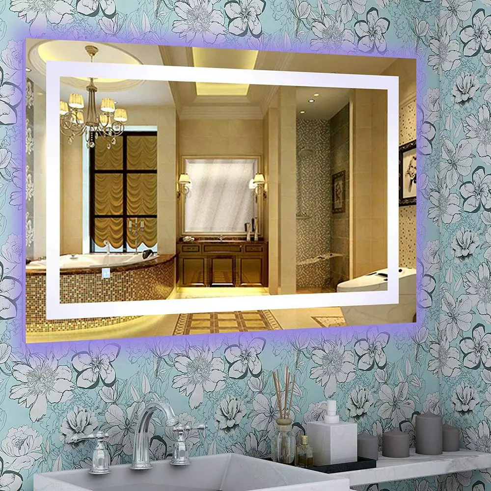 In Stock Hardwarestore Delivery 39.5 In X 28.5 In. White/Blue LED Lighted Mirror With Touch Sensor 9 In Stock Hardwarestore Delivery 39.5 In X 28.5 In. White/Blue LED Lighted Mirror With Touch Sensor - Image 7