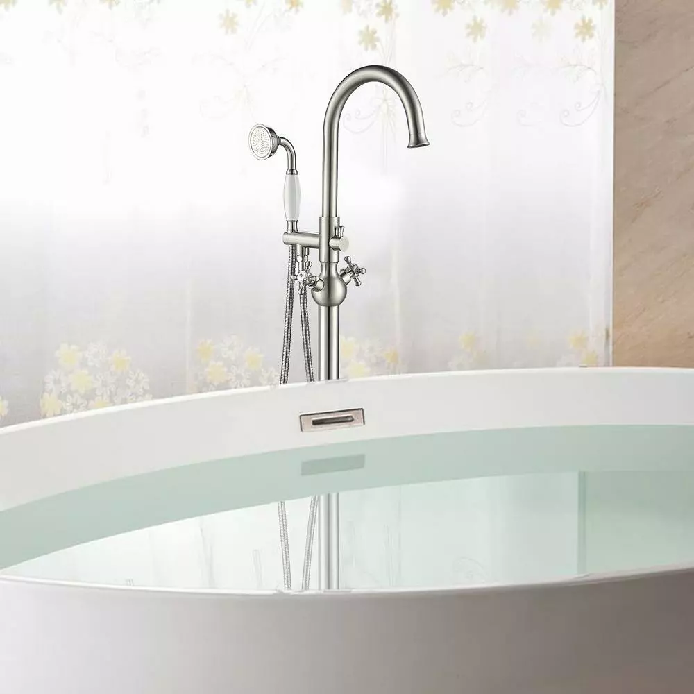 In Stock Hardwarestore Delivery 48 In. H X 12 In. W Single Handle Claw Foot Tub Faucet With Hand Shower In Brushed Nickel 4 In Stock Hardwarestore Delivery 48 In. H X 12 In. W Single Handle Claw Foot Tub Faucet With Hand Shower In Brushed Nickel - Image 2