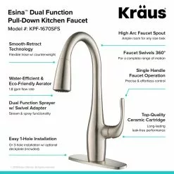 In Stock Hardwarestore Delivery Esina Single-Handle Pull-Down Sprayer Kitchen Faucet With Dual Function Sprayhead In All-Brite Spot Free Stainless Steel 24 In Stock Hardwarestore Delivery Esina Single-Handle Pull-Down Sprayer Kitchen Faucet With Dual Function Sprayhead In All-Brite Spot Free Stainless Steel -Bath and Faucet shop b155f7bf86a0da41b8031e0579550b6b 1800x1800