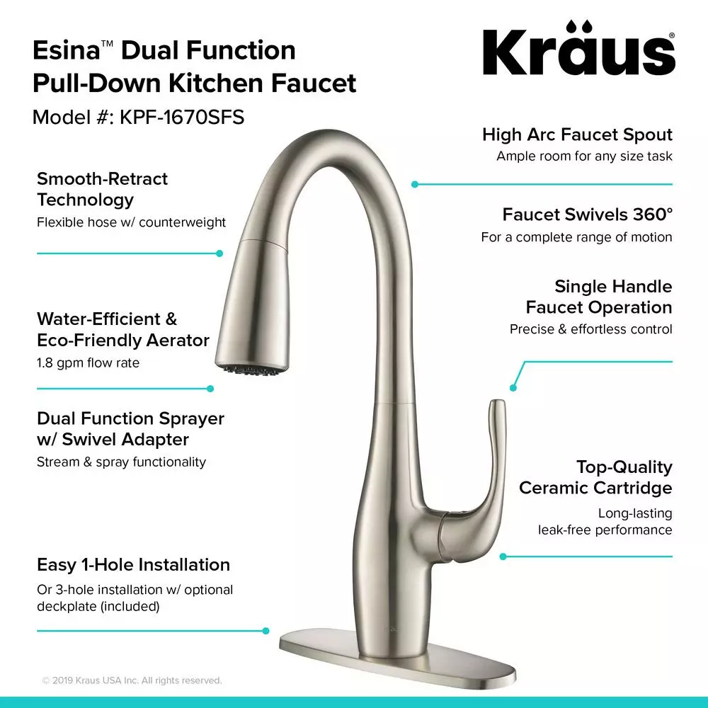 In Stock Hardwarestore Delivery Esina Single-Handle Pull-Down Sprayer Kitchen Faucet With Dual Function Sprayhead In All-Brite Spot Free Stainless Steel 13 In Stock Hardwarestore Delivery Esina Single-Handle Pull-Down Sprayer Kitchen Faucet With Dual Function Sprayhead In All-Brite Spot Free Stainless Steel - Image 11