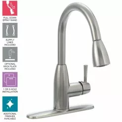 In Stock Hardwarestore Delivery Fairbury Single-Handle Pull-Down Sprayer Kitchen Faucet In Stainless Steel 14 In Stock Hardwarestore Delivery Fairbury Single-Handle Pull-Down Sprayer Kitchen Faucet In Stainless Steel -Bath and Faucet shop b2495aebfef498b56d3795abf653cdcf 1800x1800