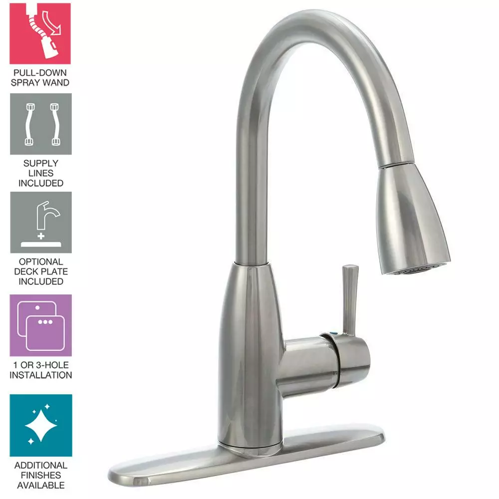 In Stock Hardwarestore Delivery Fairbury Single-Handle Pull-Down Sprayer Kitchen Faucet In Stainless Steel 5 In Stock Hardwarestore Delivery Fairbury Single-Handle Pull-Down Sprayer Kitchen Faucet In Stainless Steel - Image 3