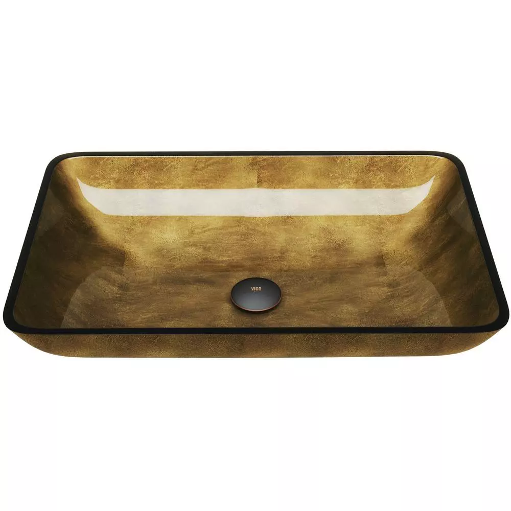VIGO Onyx Handmade Glass Rectangle Vessel Bathroom Sink In Gray Onyx 10 VIGO Onyx Handmade Glass Rectangle Vessel Bathroom Sink In Gray Onyx - Image 8