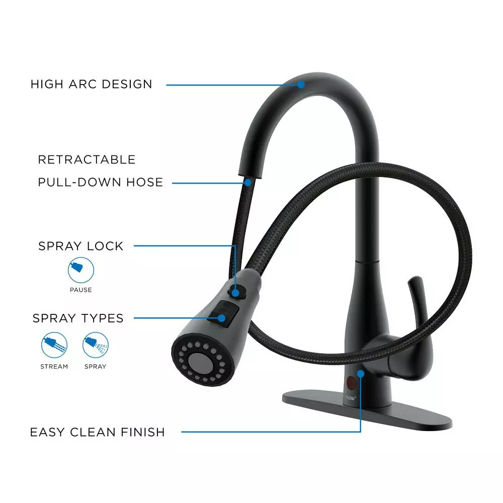 In Stock Hardwarestore Delivery Motion Activated Single-Handle Pull-Down Sprayer Kitchen Faucet In Matte Black 5 In Stock Hardwarestore Delivery Motion Activated Single-Handle Pull-Down Sprayer Kitchen Faucet In Matte Black - Image 3