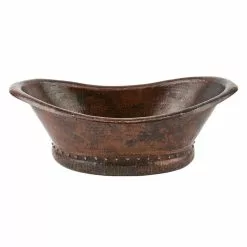 Premier Copper Products Bath Tub Hammered Copper Vessel Sink In Oil Rubbed Bronze