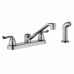 In Stock Hardwarestore Delivery Constructor 2-Handle Standard Kitchen Faucet With Side Sprayer In Chrome