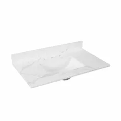In Stock Hardwarestore Delivery 43 In. W X 22 In. D X 0.75 In. H Engineered Marble Vanity Top In Calacatta White With White Basin -Bath and Faucet shop b40d8040be1f5b530ea6faf26fd06e7b 1800x1800