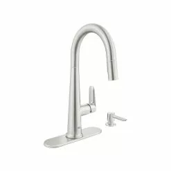 In Stock Hardwarestore Delivery Veletto Single-Handle Pull-Down Dual Sprayer Kitchen Faucet With Soap Dispenser In SuperSteel InfinityFinish