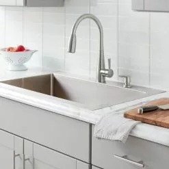 In Stock Hardwarestore Delivery 900 Series Single-Handle Pull-Down Sprayer Kitchen Faucet With Soap Dispenser In Stainless Steel -Bath and Faucet shop b4cb4b515cbf7afd8bff67a3415d20cb 1800x1800