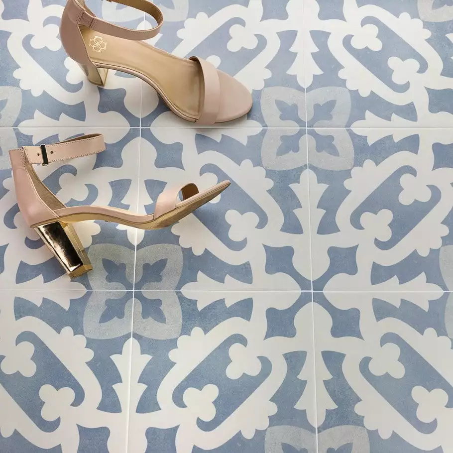 Bond Tile Moma Light Blue Encaustic 9x9 Glazed Porcelain Tile 5 Bond Tile Moma Light Blue Encaustic 9x9 Glazed Porcelain Tile - Image 3