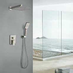 In Stock Hardwarestore Delivery 3-Spray With 2.5 GPM 10 In. 2 Functions Tub Wall Mount Dual Shower Heads In Spot In Brushed Nickle (Valve Included) 19 In Stock Hardwarestore Delivery 3-Spray With 2.5 GPM 10 In. 2 Functions Tub Wall Mount Dual Shower Heads In Spot In Brushed Nickle (Valve Included) -Bath and Faucet shop b5b9dcbf75ce1d3c26e4bfc1866302fd 39f09b81 717f 46c9 bc20 df28c7f37afc 1800x1800