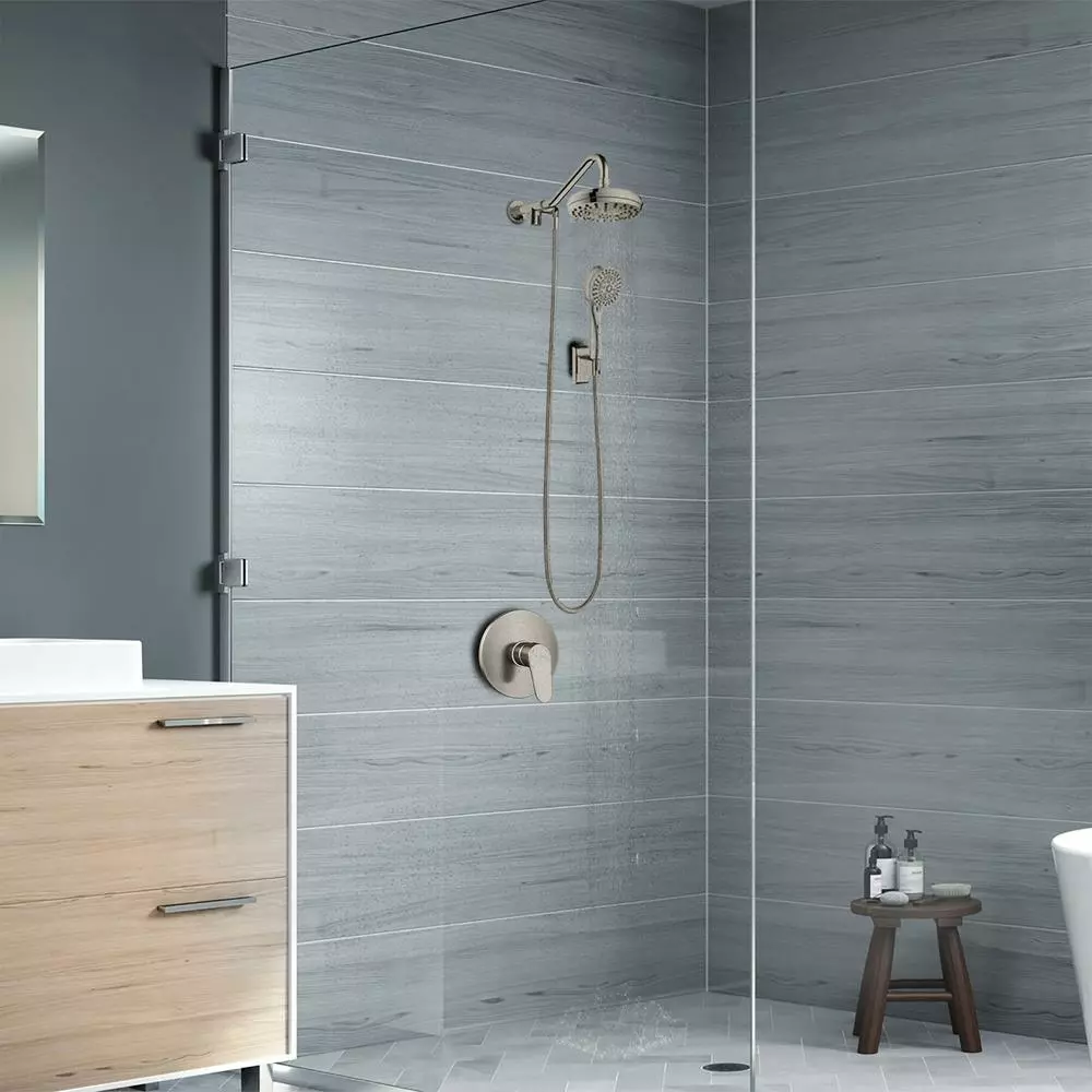 In Stock Hardwarestore Delivery 6-spray 7 In. Dual Shower Head And Handheld Shower Head With Low Flow In Brushed-Nickel 4 In Stock Hardwarestore Delivery 6-spray 7 In. Dual Shower Head And Handheld Shower Head With Low Flow In Brushed-Nickel - Image 2