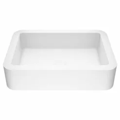 VIGO Petunia Handmade Matte Stone Rectangle Vessel Bathroom Sink In Matte White