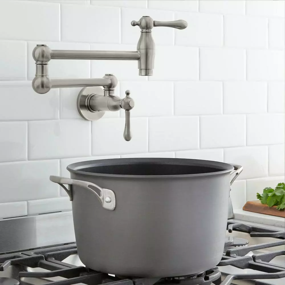 In Stock Hardwarestore Delivery Lyndhurst Wall Mounted Pot Filler In Brushed Nickel 4 In Stock Hardwarestore Delivery Lyndhurst Wall Mounted Pot Filler In Brushed Nickel - Image 2