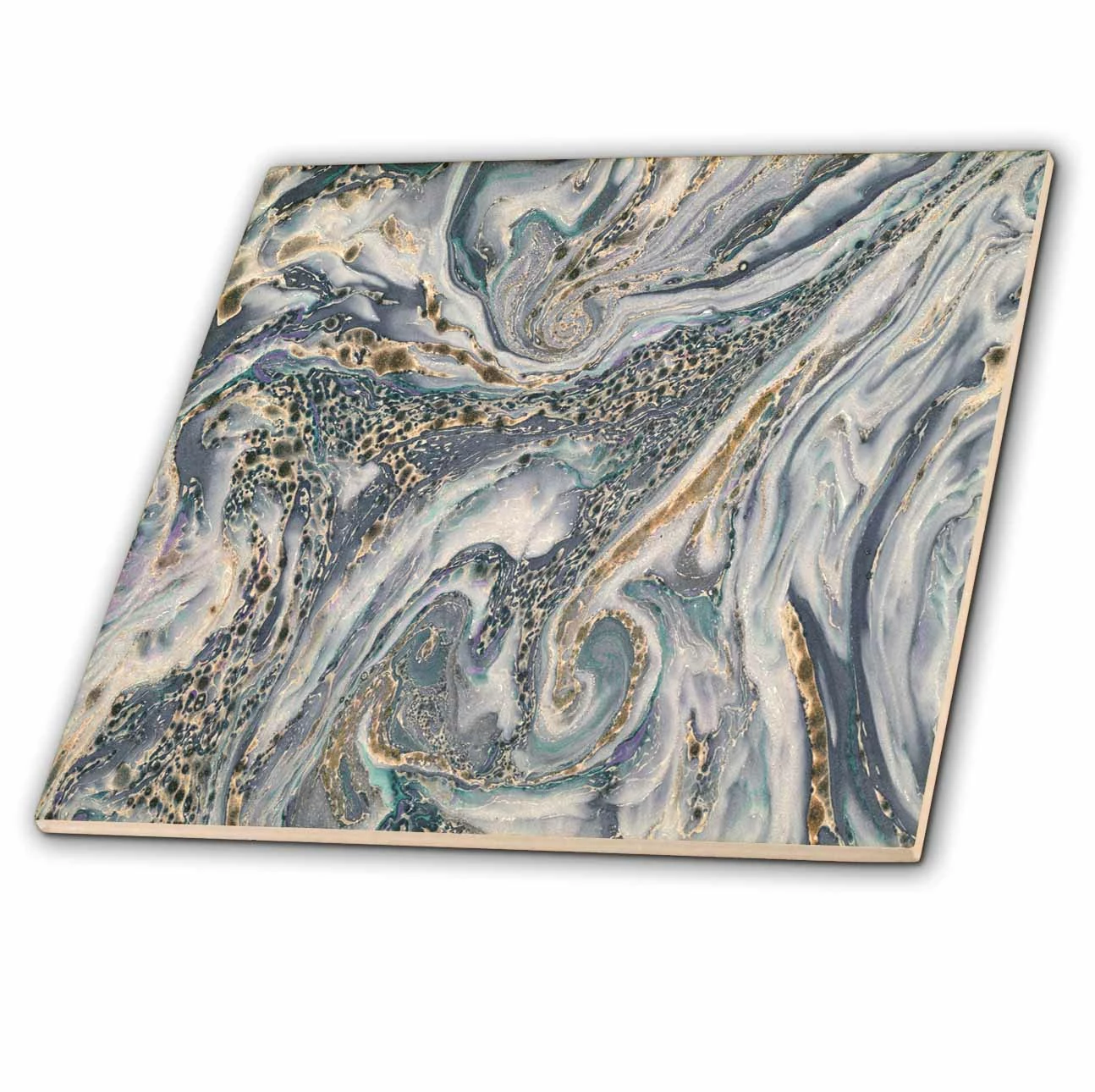 3dRose Blue Gray And Gold Marble Texture Effect - Ceramic Tile, 6-inch 3 3dRose Blue Gray And Gold Marble Texture Effect - Ceramic Tile, 6-inch