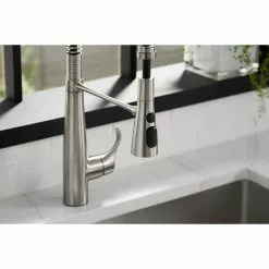 In Stock Hardwarestore Delivery Simplice Single-Handle Pull-Down Sprayer Kitchen Faucet In Vibrant Stainless -Bath and Faucet shop bdb640f074ca286a299817abebeefeb2 1800x1800
